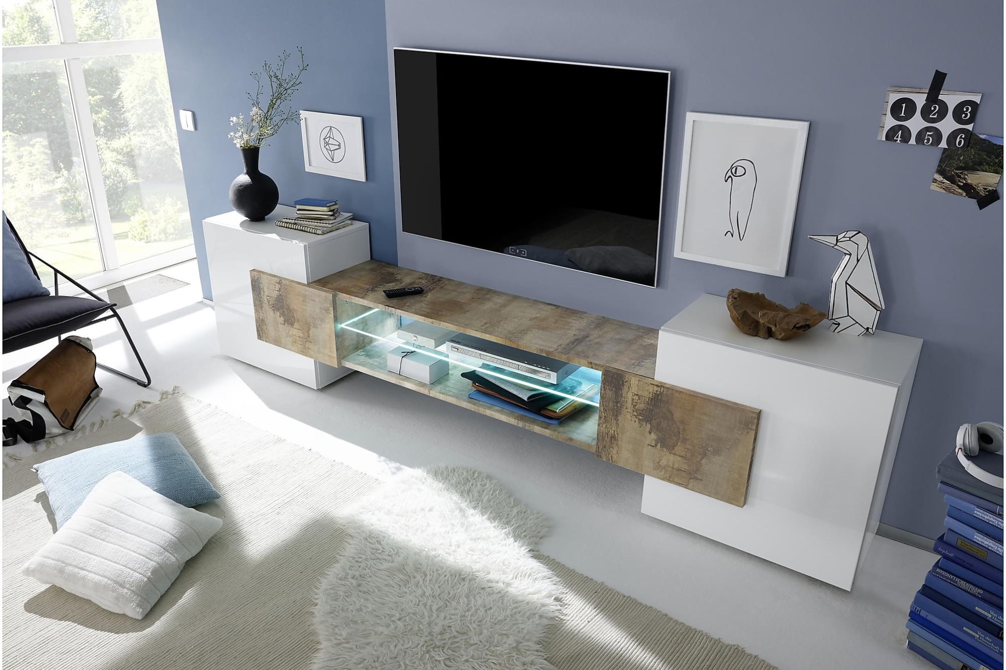 Incastro Tv-bord, Hvid/træ