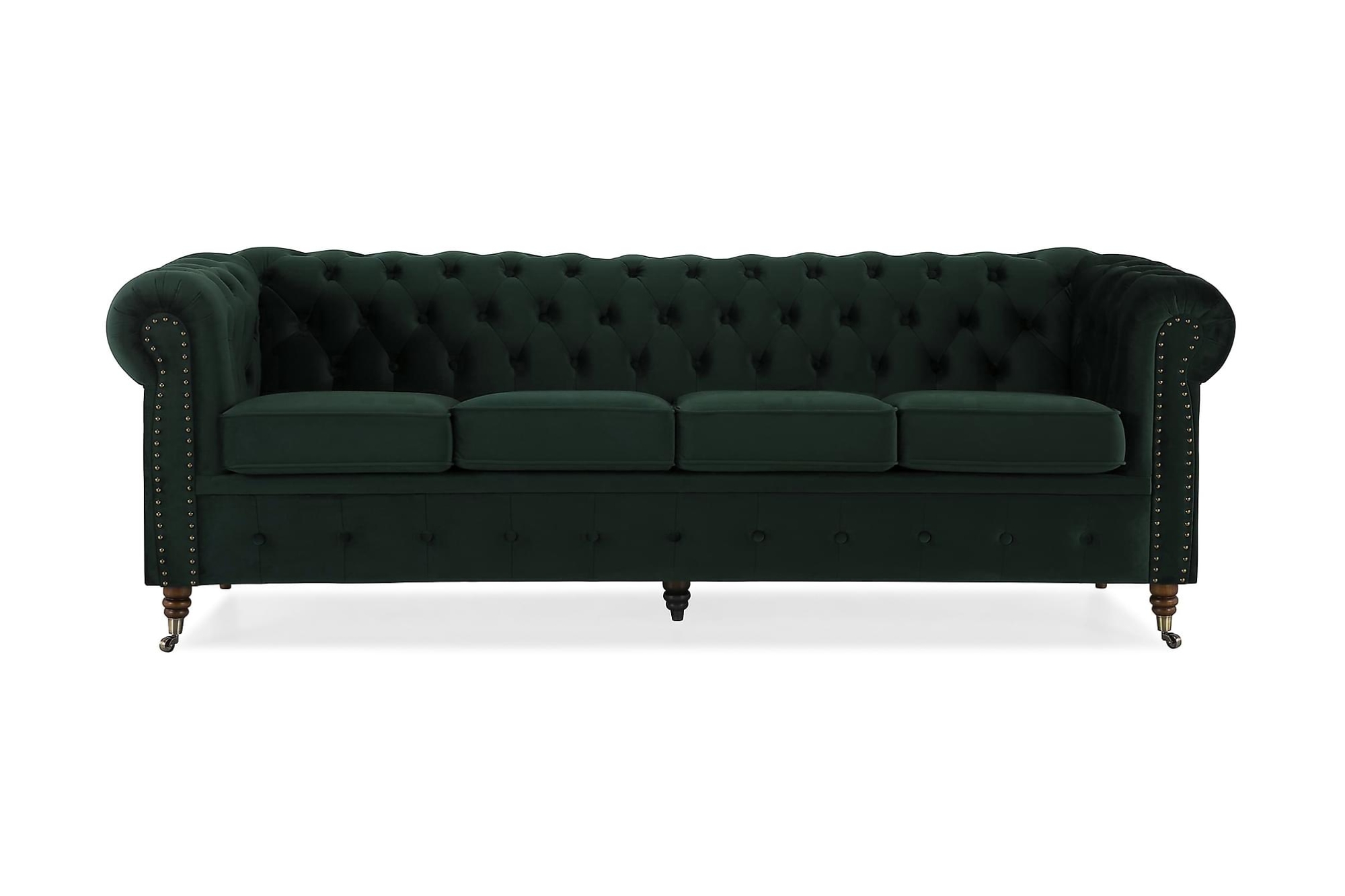 Chesterfield Deluxe 4 Pers. Sofa, Grøn Velour