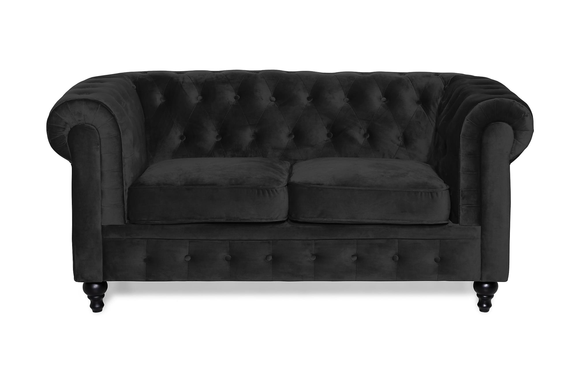1: Chesterfield Lyx 2 Pers. Sofa, Sort Velour